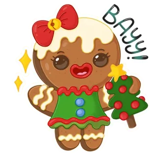 🙌 BAYY! 진저브레드, 쿠키, 크리스마스, 귀여운, 휴일, 축제 telegram sticker