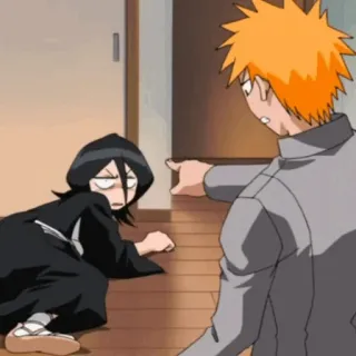 🍁 Ichigo Bleach anime, Bleach, Ichigo, Rukia, indicando, divertente, meme telegram sticker