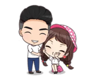 👫 casal, desenho animado, amor, chibi, romance, fofo telegram sticker