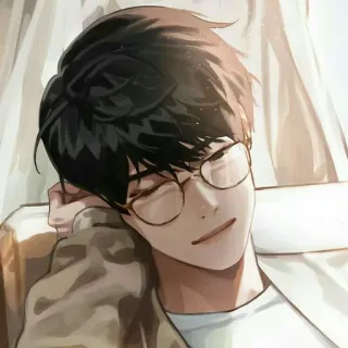 📖 Anime, Gafas, Hombre, Retrato, Asiático whatsapp sticker