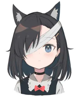 😶 Chica anime, Orejas de gato, Vendaje, Personaje, Lindo, Kawaii, Manga telegram sticker
