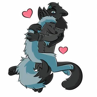 ❤️ animal, renard, amour, câlin, dessin animé, coeurs, affection whatsapp sticker