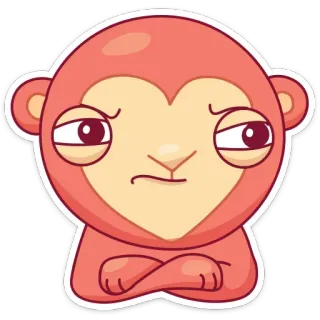 😑 원숭이, 스티커, 웃긴, 만화, 귀여운, 동물, 표정 telegram sticker