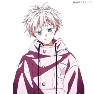 💠 @goteii_13 anime, manga, chico, sudadera con capucha, lindo, pelo blanco whatsapp sticker