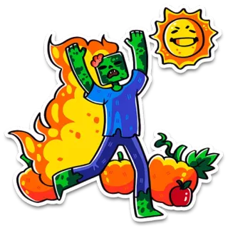 🌝 Minecraft Zombie Minecraft minecraft, zombie, gioco, videogioco, sole, fuoco, zucca telegram sticker