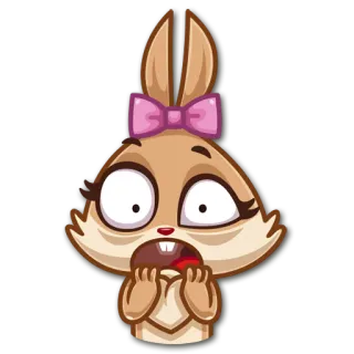 😧 Desenho animado, Animal, Coelho, Chocado, Surpreso, Fofo telegram sticker