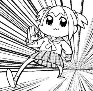👌 Popuko Pop Team Epic anime, manga, popuko, offensive gesture, cute, angry, illustration telegram sticker