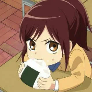 💭 Sasha Braus Attack on Titan Anime, Comida, Desenho animado, Sasha Braus, Ataque dos Titãs, Onigiri, Comendo telegram sticker
