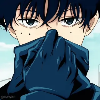 😐 @HAWKS anime, character, gloves, offensive, middle finger whatsapp sticker