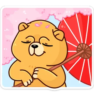 🥵 urso, fofo, guarda-chuva, kawaii, animal, desenho animado, personagem telegram sticker