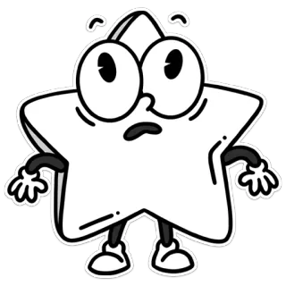 😳 stella, cartone animato, personaggio, bianco e nero, adesivo, illustrazione telegram sticker