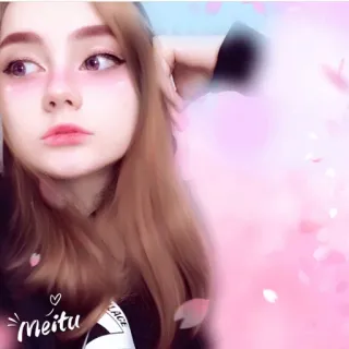 🇩🇪 Meitu Селфи, Фильтр, Милый, Девушка, Портрет, Красота, Цветущая сакура, Meitu telegram sticker