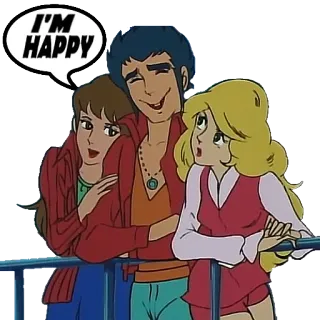 💑 I'M HAPPY Anime, Hoạt hình, Vui vẻ, Bạn bè, Cười, Cùng nhau telegram sticker