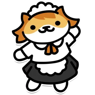 😬 животное, кот, костюм горничной, мультфильм, милый, каваи whatsapp sticker