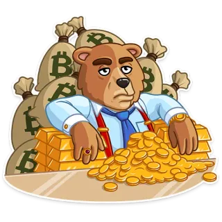 🤑 медведь, деньги, золото, биткоин, богатый, богатство telegram sticker