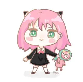🙂 Anya Forger Spy × Family anime, cartoon, kawaii, chibi, spy family, anya, forger, cute, pink hair telegram sticker