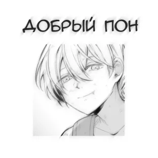 🖤 ДОБРЫЙ ПОН アニメ, マンガ, テキスト, ロシア語, 笑顔, ポートレート, 少年 telegram sticker
