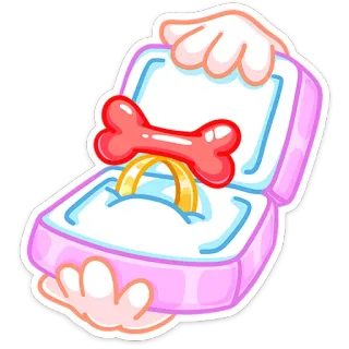 💍 반지, 개 뼈다귀, 청혼, 결혼, 약혼, 선물 telegram sticker