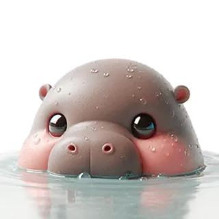 🛁 ippopotamo, animale, carino, kawaii, acqua, nuoto whatsapp sticker