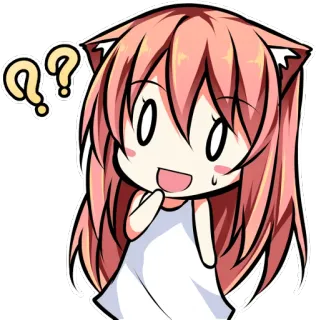 ❓ Chica anime, Signo de interrogación, Orejas de gato, Lindo, Kawaii, Manga, Dibujo animado whatsapp sticker