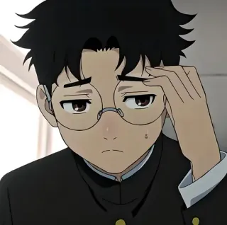 😥 Anime, Junge, Brille, Denkend, Schuluniform telegram sticker
