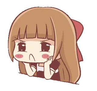 🍞 Чиби, Мультик, Девочка, Милый, Наклейка, Аниме, Манга, Грустный telegram sticker