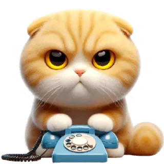 ☎️ mèo, điện thoại, dễ thương, động vật, kawaii telegram sticker