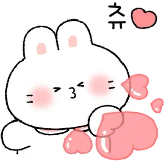 💬 초 dễ thương, thỏ, trái tim, hôn, hoạt hình, tình yêu telegram sticker