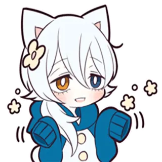👐 Anime, Kat, Kawaii, Schattig, Chibi, Cartoon whatsapp sticker