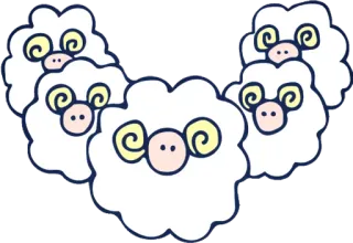 😶 แกะ, ปุย, น่ารัก, การ์ตูน, สัตว์ telegram sticker