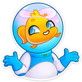 🤷‍♂️ fish, astronaut, cute, sticker, cartoon, aquatic, yellow whatsapp sticker