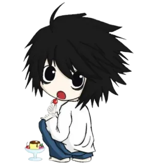 🍡 L Lawliet Death Note Anime, Manga, L, Death Note, Detektiv, Chibi, Kawaii, Lolli telegram sticker