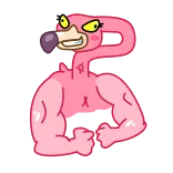 💪 flamingo, musculoso, pássaro, desenho animado, engraçado, forte, animal, rosa telegram sticker