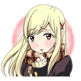 👩 Anime, Chica, Linda, Pegatina, Rubia, Ojos rojos telegram sticker