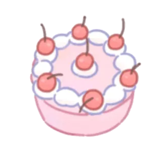 🎂 gâteau, dessert, sucré, cerises, rose, pâtisserie, nourriture telegram sticker