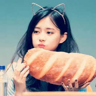 🎠 donna, ragazza, pane, cibo, orecchie da gatto, cerchietto, carino telegram sticker