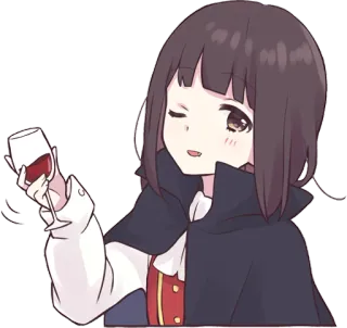 🧛‍♀️ anime, cartoon, drinking, vampire, wine, cute, female telegram sticker
