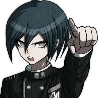 👈 Shuichi Saihara Danganronpa Anime, Thám tử, Nhân vật, Chỉ tay, Đồng phục học sinh telegram sticker