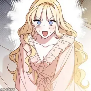 🤍 femme, cheveux blonds, style anime, dessin animé, joyeuse, excitée telegram sticker