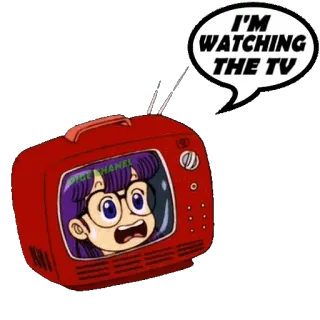 📺 Akane Kimidori Dr. Slump I'M WATCHING THE TV Anime, Desenho animado, Assistindo TV, TV retrô, Dr. Slump, Akane Kimidori, Humor, Sticker telegram sticker