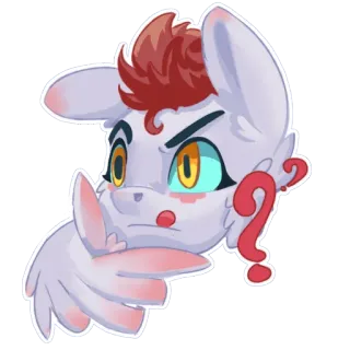 🤔 pony, thinking, question mark, cartoon, cute, animal telegram sticker