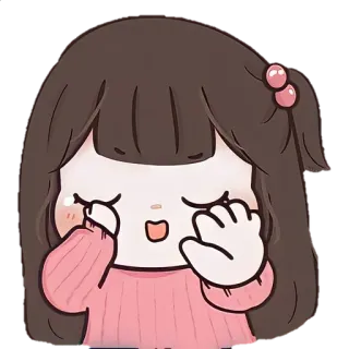 ☀️ imut, gadis, kartun, kawaii, anime, stiker, merah muda whatsapp sticker