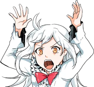 😱 аниме, манга, девушка, испуганная, руки вверх, в шоке telegram sticker
