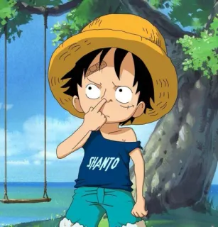 🧐 Monkey D. Luffy One Piece SHANTO Anime, Manga, One Piece, Luffy, Kartun, Anak telegram sticker