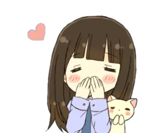😊 อนิเมะ, ผู้หญิง, แมว, หัวใจ, น่ารัก, คาวาอิ, สติกเกอร์ telegram sticker