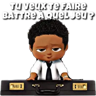 🦔 Boss Baby The Boss Baby TU VEUX TE FAIRE BATTRE À QUEL JEU ? desenho animado, bebê, negócios, terno, sério, desafio telegram sticker