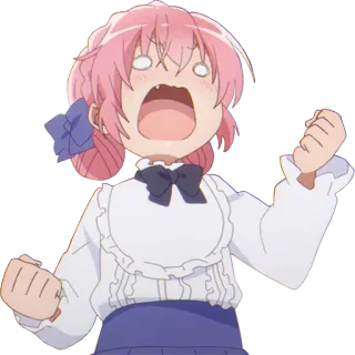 ✊ anime, cartoni animati, eccitato, urlare, capelli rosa, ragazza anime telegram sticker