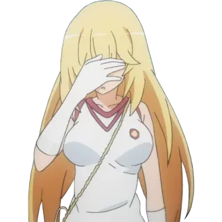 🤦‍♀️ Anime, Chica, Personaje, Pelo rubio, Mano en los ojos whatsapp sticker