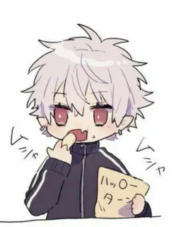 🤍 ハッオー anime, manga, food, snack, cute, chibi whatsapp sticker