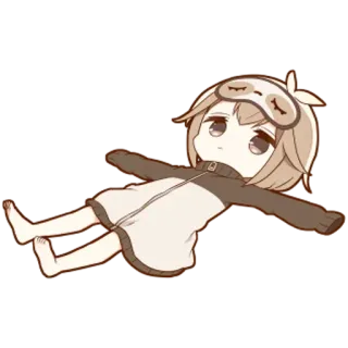🐱 Anime, Chibi, Moe, Slapen, Liggend, Pyjama whatsapp sticker